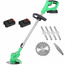 Cordless Electric Grass Trimmer with Adjustable Handle and 3 Blades, 3000mAh Battery x2