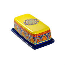 Ceramic Butter Dish with Lid, Large Rectangular Glazed Container for Kitchen Storage