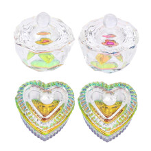 4pcs Glass Nail Art Dappen Dish with Lid for Acrylic Nails, Clear Mixing Cup, SpillResistant