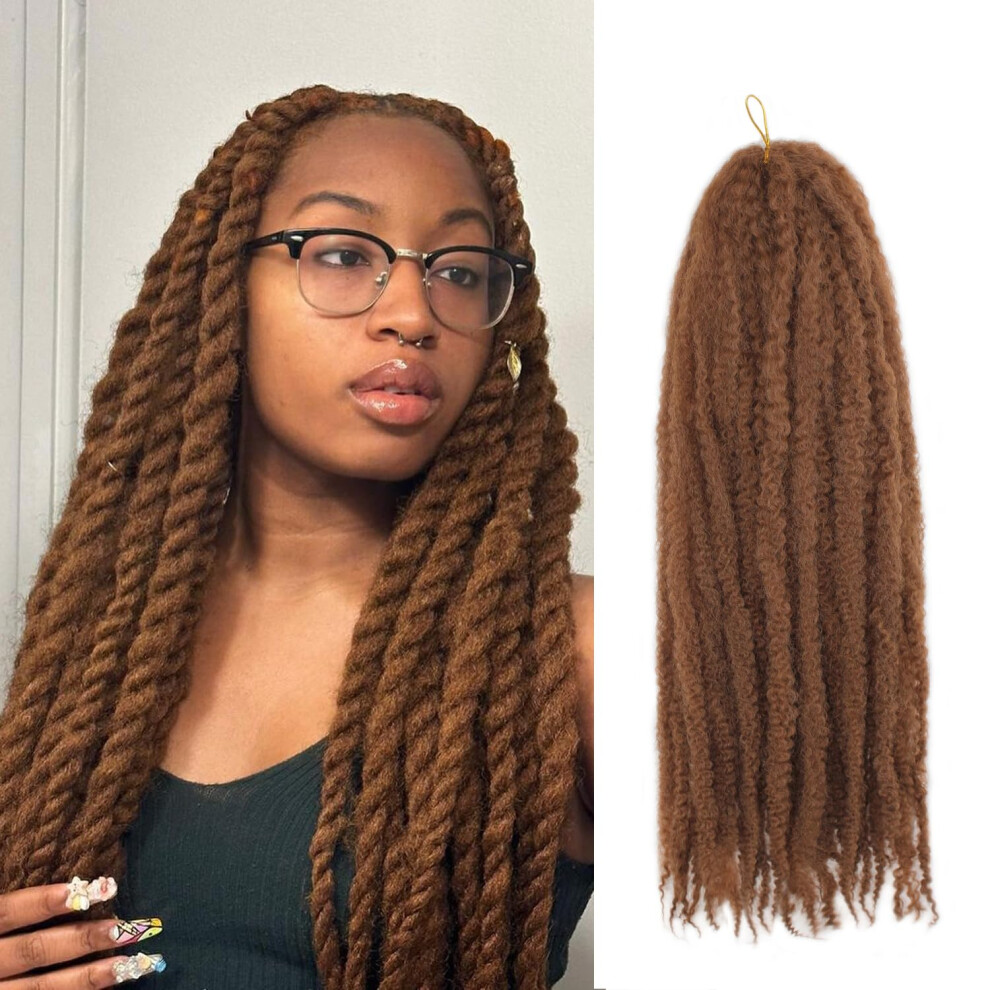 Unisex Twist Braiding Hair 24 Inch Cuban Twist Crochet Extensions Afro Kinky Curly 4 Packs #30