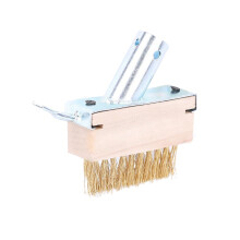 Weed Removal Tool with Adjustable Long Handle, Stainless Steel Crevice Weeding Brush Head for Patio Cracks