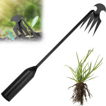 Weed Puller Tool 2pcs with Long Handle and Manganese Steel Tines for Lawn and Garden Weeding