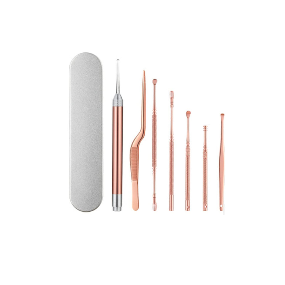 Ear Wax Removal Tool with LED Light Spoon, Stainless Steel Ear Cleaner Kit for Dry and Wet Earwax