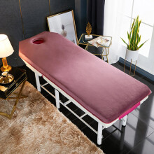 Memory Foam Massage Table Topper with Face Hole, Thick Plush Spa Bed Cushion Pink 6cm 70x185cm