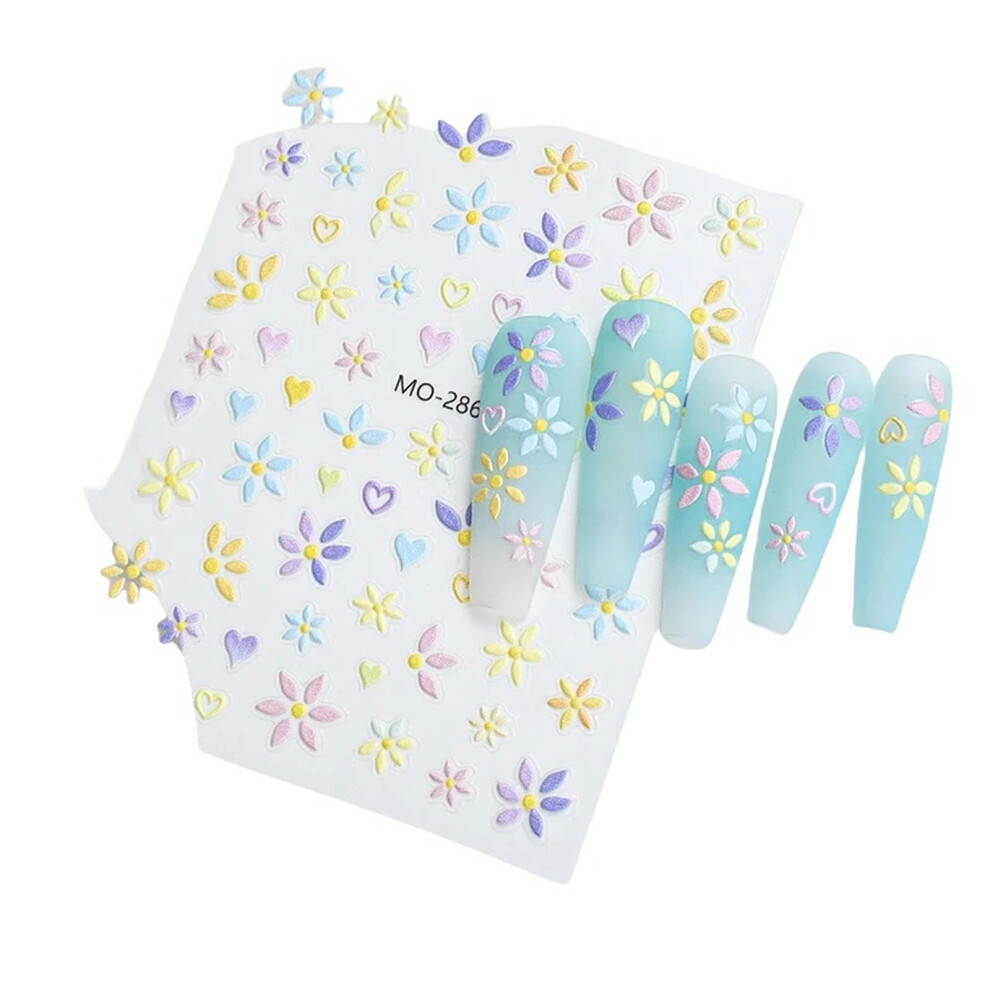 White 3D Nail Art Stickers Bowknot Flower Selfadhesive Ribbon Decals For Summer Manicure