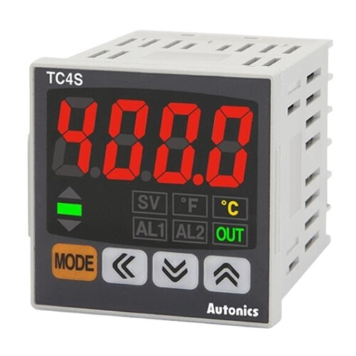 PID Temperature Controller with 4Digit Digital Indicator, Compact DIN Panel Mount, TC4SN4N 100240V