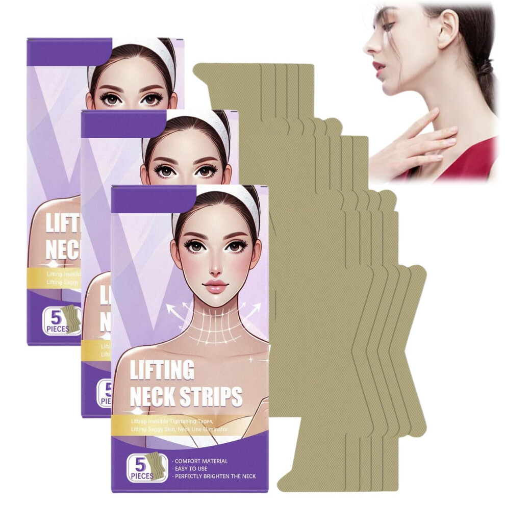 Neck Lift Tape and Neck Firming Strips for Double Chin, Wrinkles, Sagging Skin, Instant Invisible Lift (3 Pack)