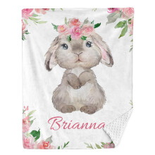 Baby Blanket with Name for Girls, Elephant Floral, UltraSoft Gift for Mom