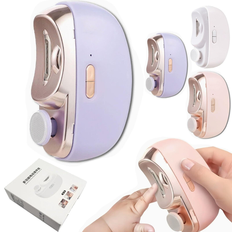 Electric Nail Clippers for Seniors with Automatic Trimming, 3 in 1 Rechargeable Purple Model