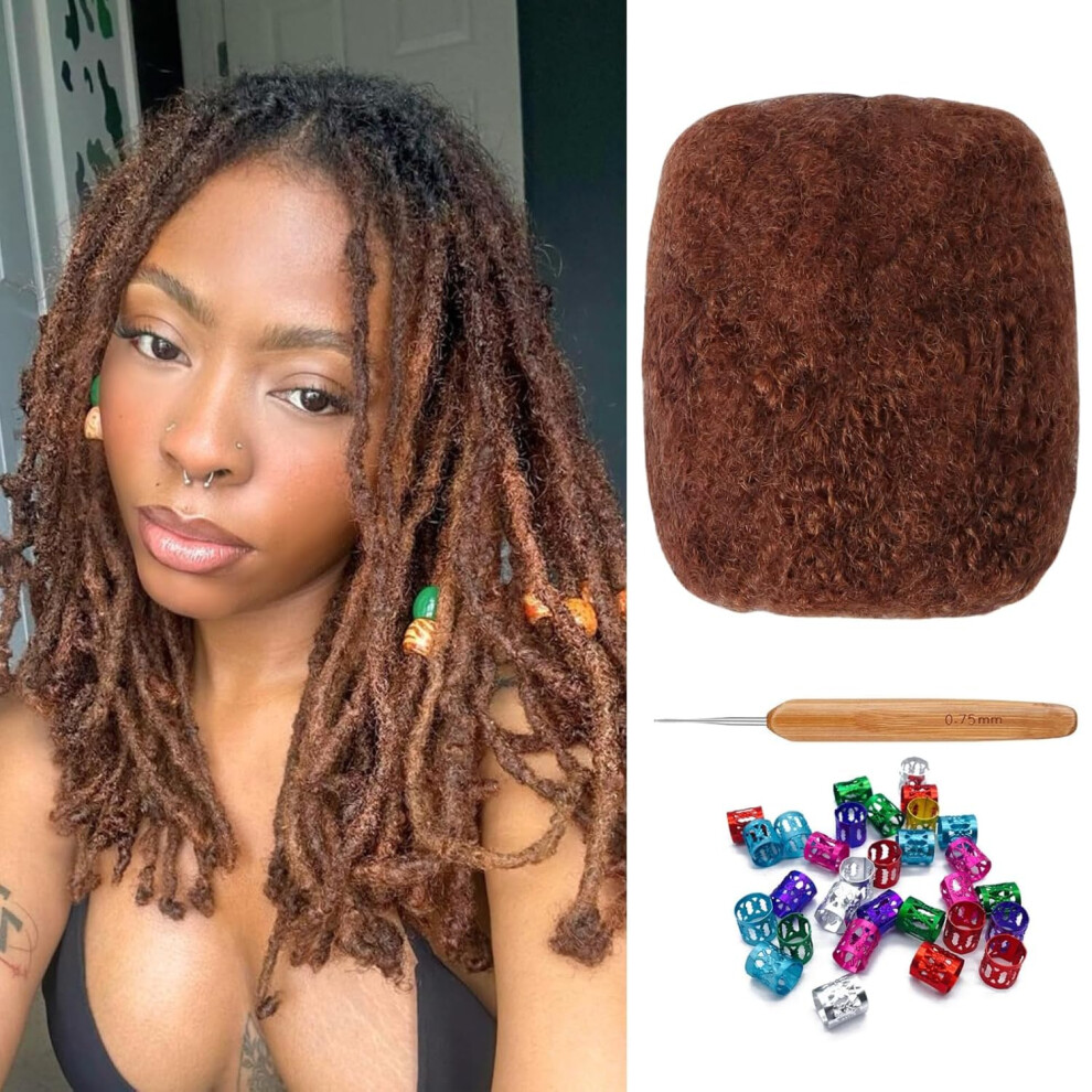 Unisex Red Afro Kinky Human Hair 8 Inch Auburn For Dreadlock Extensions Natural Texture 30G Pack