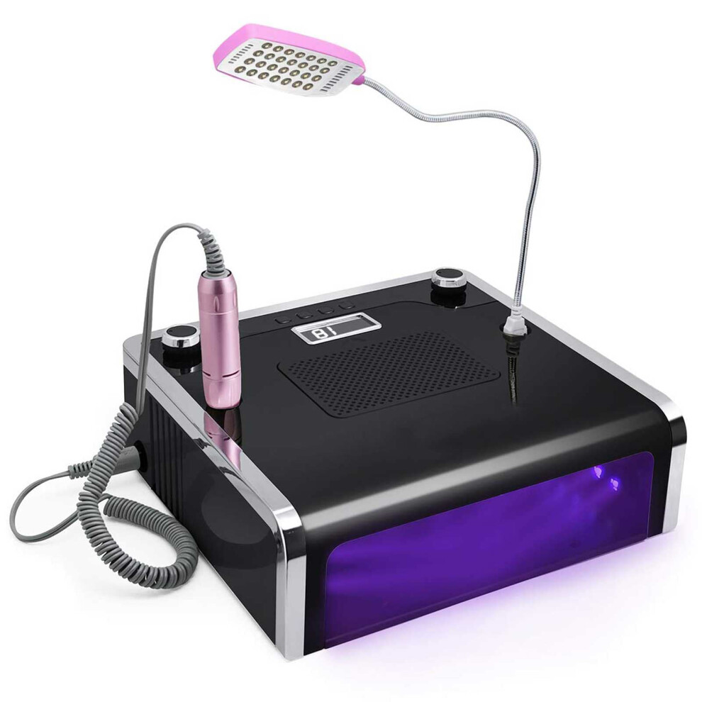 4 in 1 Electric Nail Drill Machine with Dust Collector and UV Lamp, 35000 RPM for Salon and Home