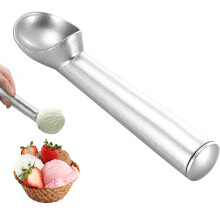 Heavy Duty Aluminum Ice Cream Scoop 7 Inch NonStick Ergonomic Grip for Hard Ice Cream Silver
