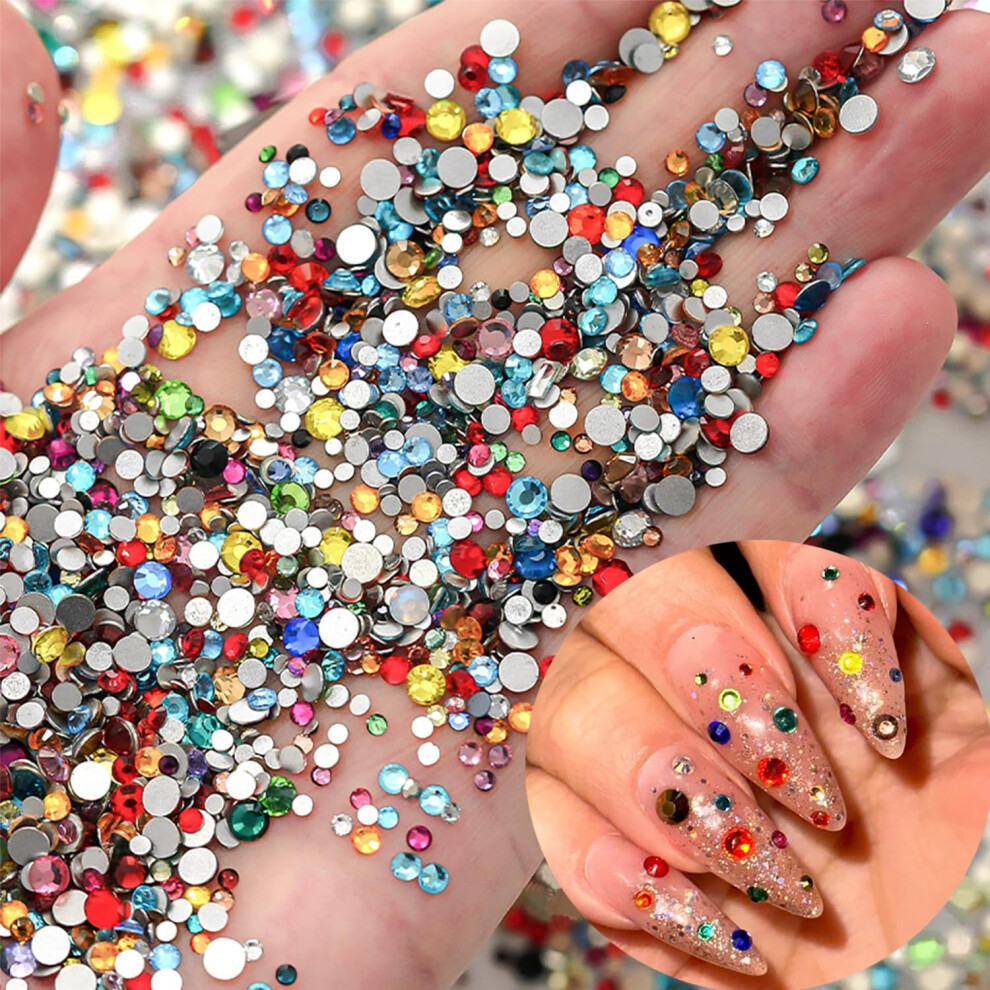 1440Pcs 3D Crystal Nail Art Rhinestones and Charms Kit Multicolor Flat Back Gems for Acrylic Nails