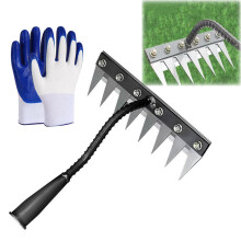 Garden Weeding Rake Heavy Duty Steel 8Tooth Carbon Tool for Lawn Leaf Soil Loosening