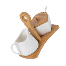 Ceramic Sugar and Creamer Set with Tray and Spoon for Coffee Tea Kitchen Storage Gifts
