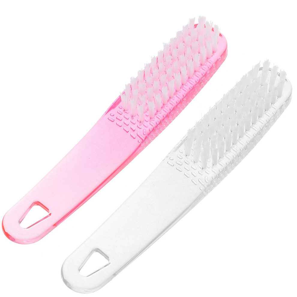 2pcs Plastic Nail Scrub Brush with Ergonomic Handle for Manicure and Fingernail Cleaning