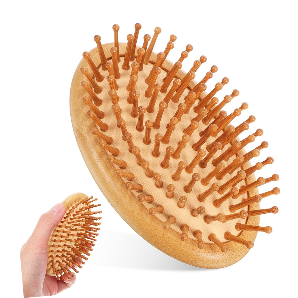 Bamboo Hair Brush for Women with Gentle Detangling and Scalp Massage, Compact Travel Size