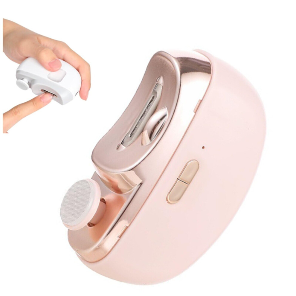 Light/Pink 2 In 1 Electric Nail Clipper And Polisher With Led Usb Rechargeable Toenail Trimmer