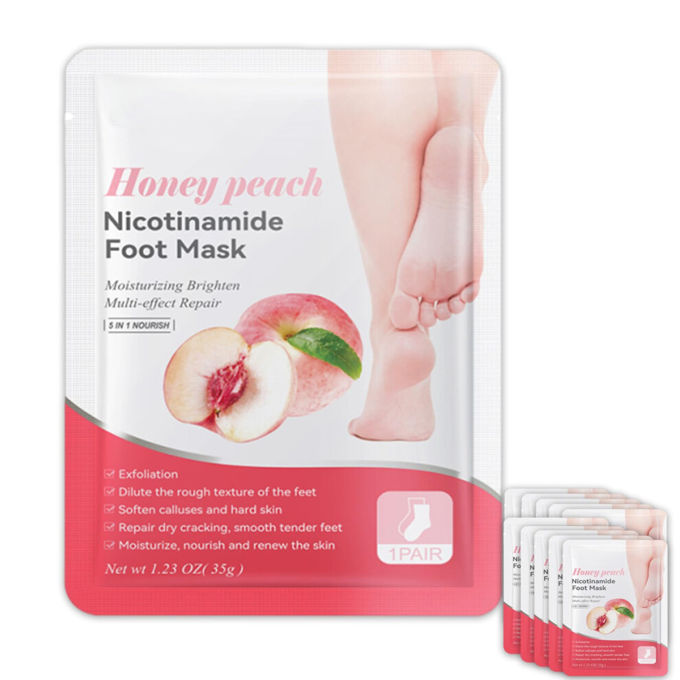 Peach 10Pcs Scented Foot Peel Mask For Dry Cracked Feet Dead Skin Removal Unisex Fit