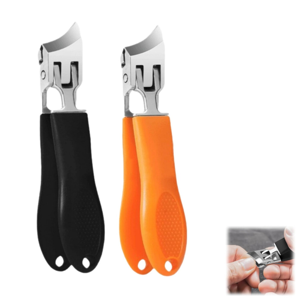 Wide Jaw Toenail Clippers for Thick Nails with Slanted Curved Blades and Ergonomic NonSlip Handle