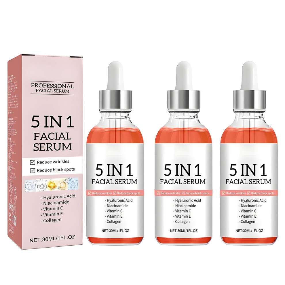 Facial Serum with Hyaluronic Acid Niacinamide Vitamin C, Anti Aging Hydrating Brightening 3 Pack