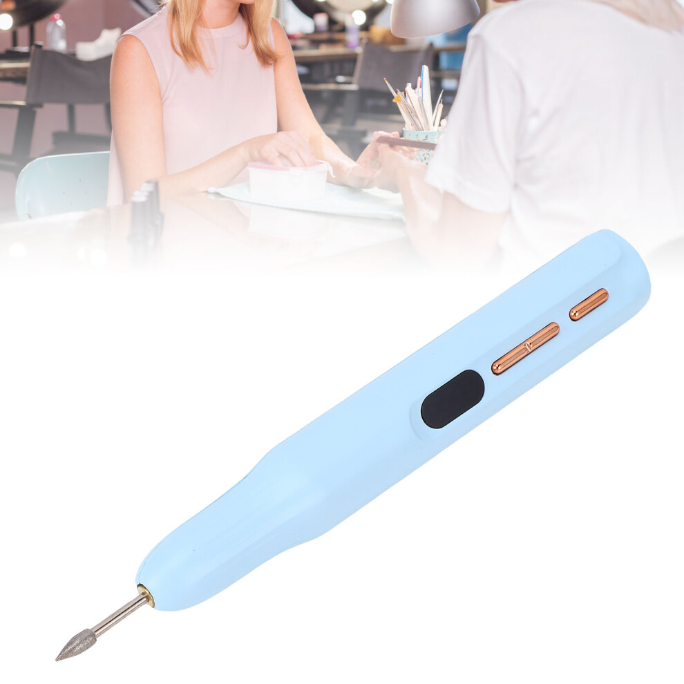 Blue Portable Rechargeable Nail Drill Pen With Nail Lamp, 300Mah