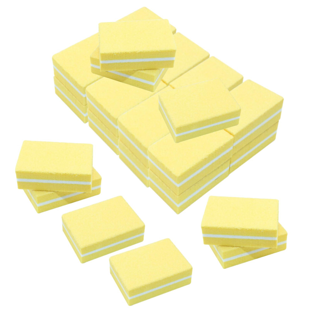 Nail Buffer Blocks 50 Pack 100/180 Grit Yellow Mini Files Dual Grit Salon Quality Manicure