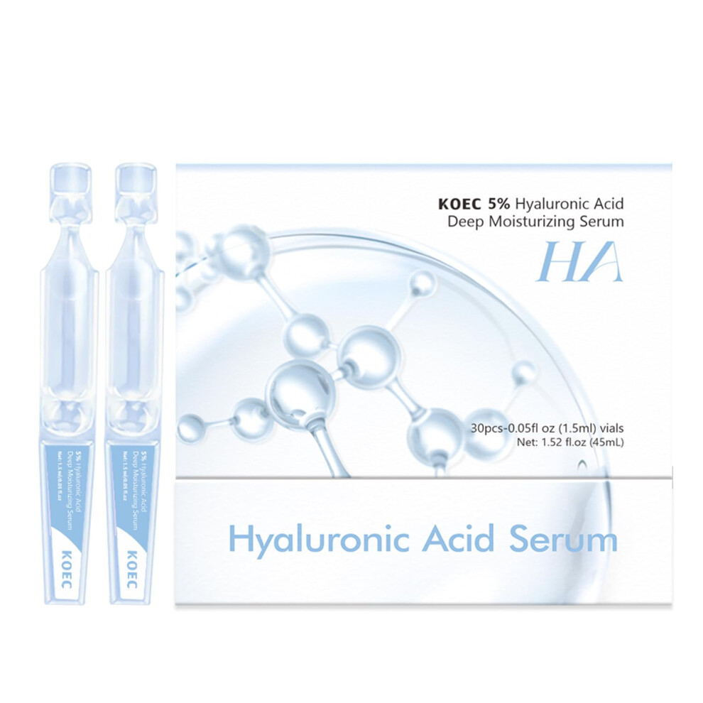 5% Hyaluronic Acid Face Serum Vials for Deep Hydration and Skin Elasticity, 30 SingleUse Tubes