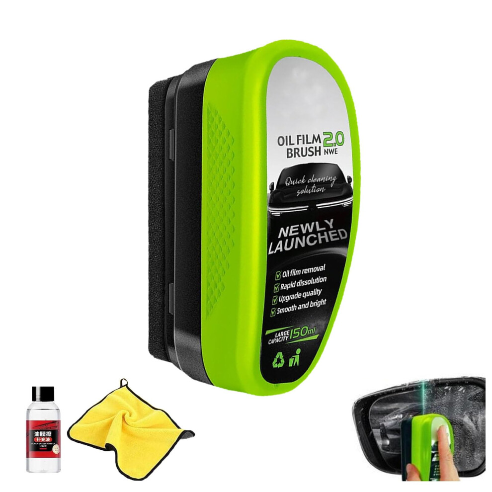 Car Glass Cleaner 150Ml Oil Film Remover Kit For Windshield With Brush And Towel, Streak 9070919406331