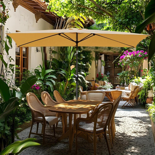 Patio Umbrella Replacement Canopy 6.5x10ft UV30+ WaterResistant Rectangular Outdoor Cover 1