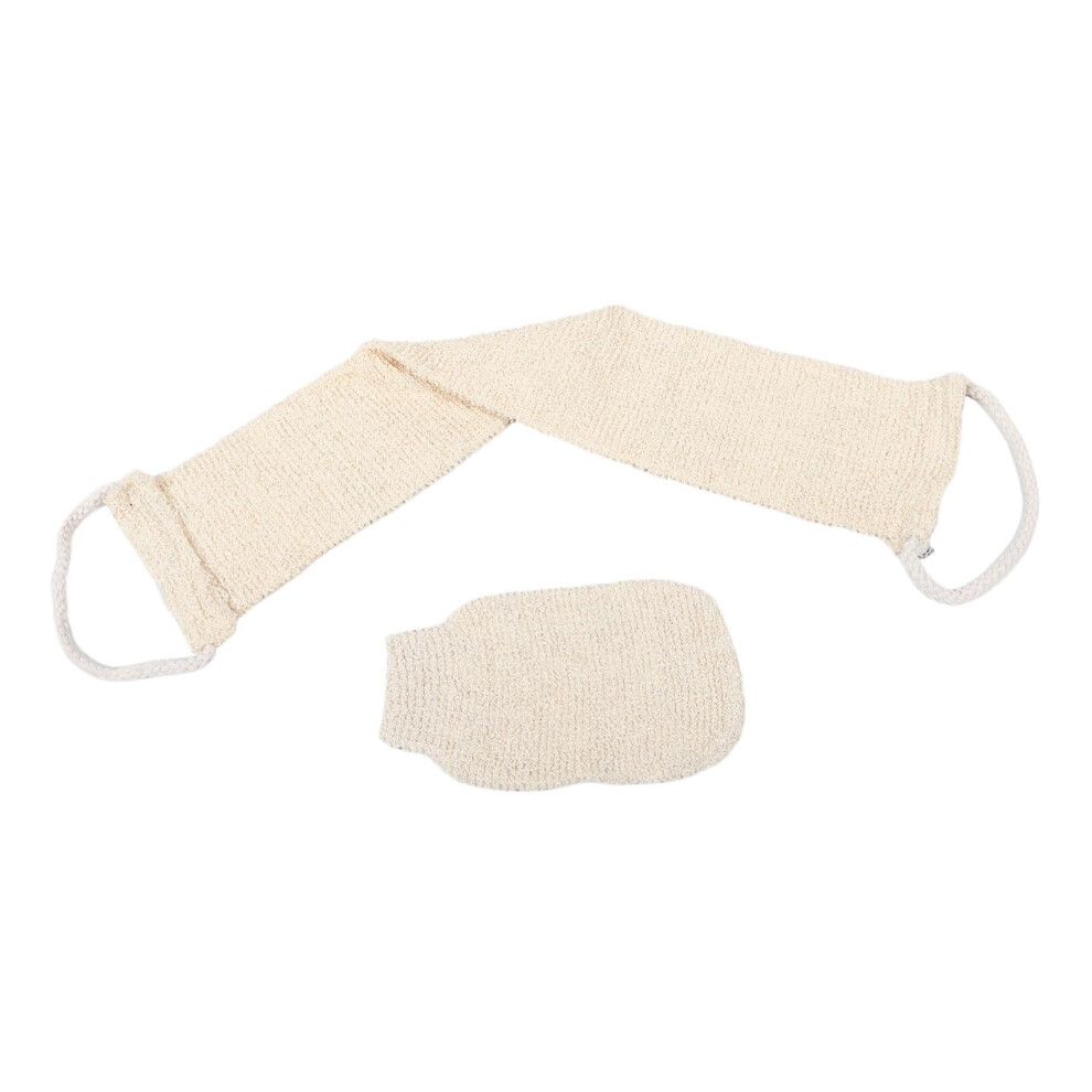 Exfoliating Bath Gloves and Sisal Back Scrubber Set for Deep Cleansing and Long Reach