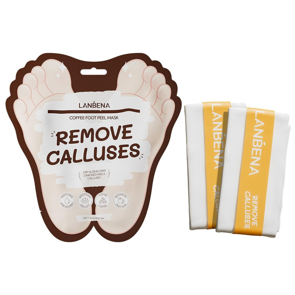 Coffee Foot Peel Mask Exfoliator, Callus Remover for Dead Skin and Rough Heels, 1 Pair