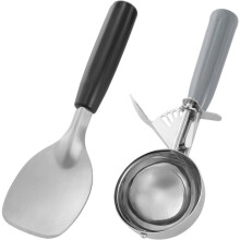 2pcs Stainless Steel Ice Cream Scoop with Ergonomic NonSlip Handle for Fruit and Watermelon