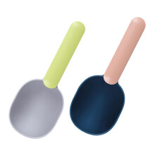 2pcs Multifunctional Pet Food Scoop for Dogs and Cats, Easy Clean ABS Feeding Tool Gray Green