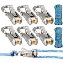 6-Pack-Seilspanner, Paracord-Versteller-Knotenfreies Verriegelungswerkzeug mit Roller, Schnalle zum Camping, Bootfahren verstellen