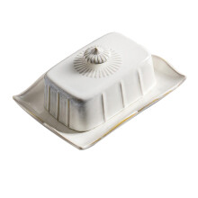 Ceramic Butter Dish with Lid Keeps Butter Fresh Elegant White Porcelain Kitchen Countertop Storage