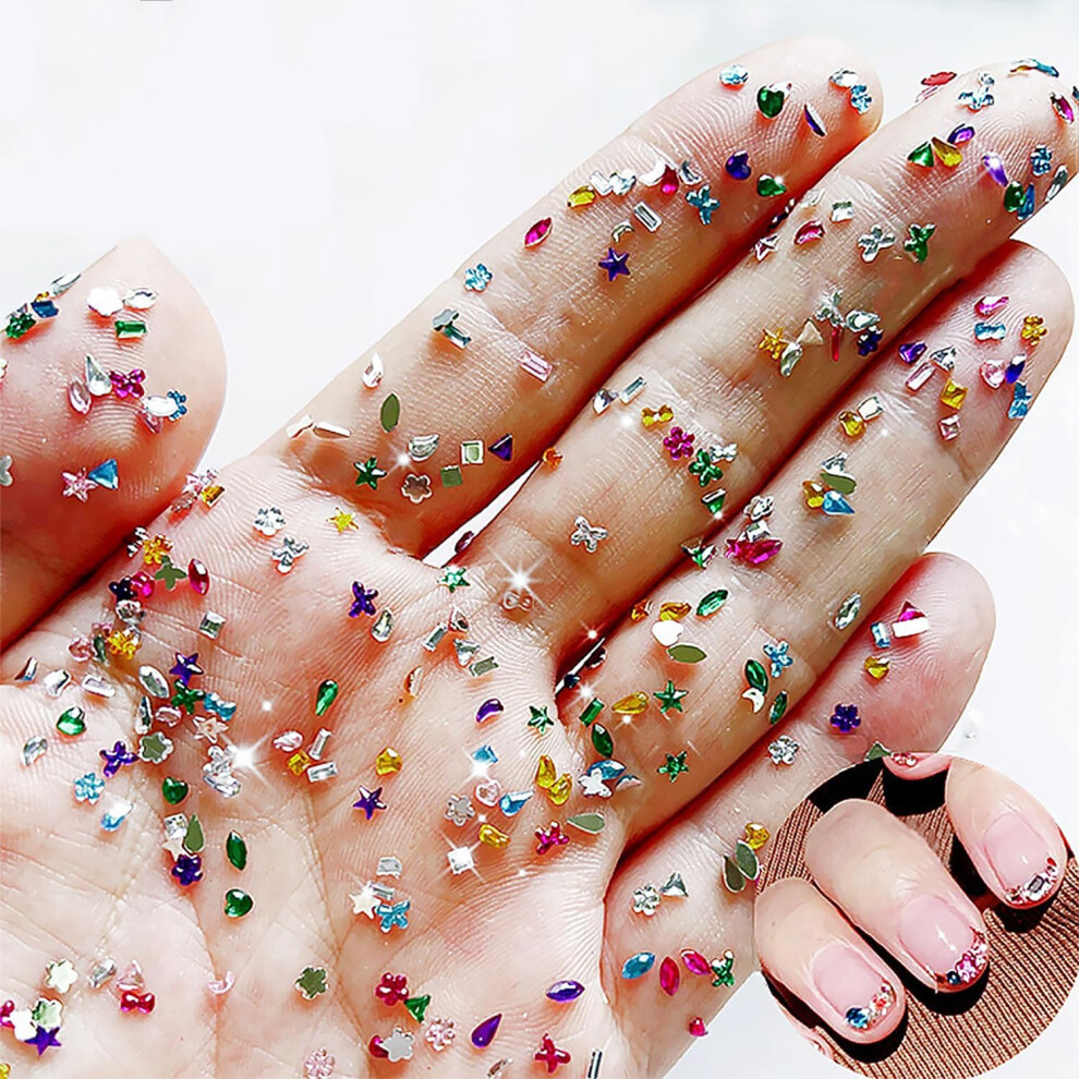 4000pcs Colorful Rhinestone Nail Charms MultiShape Crystal 3D Nail Art Decorations for DIY