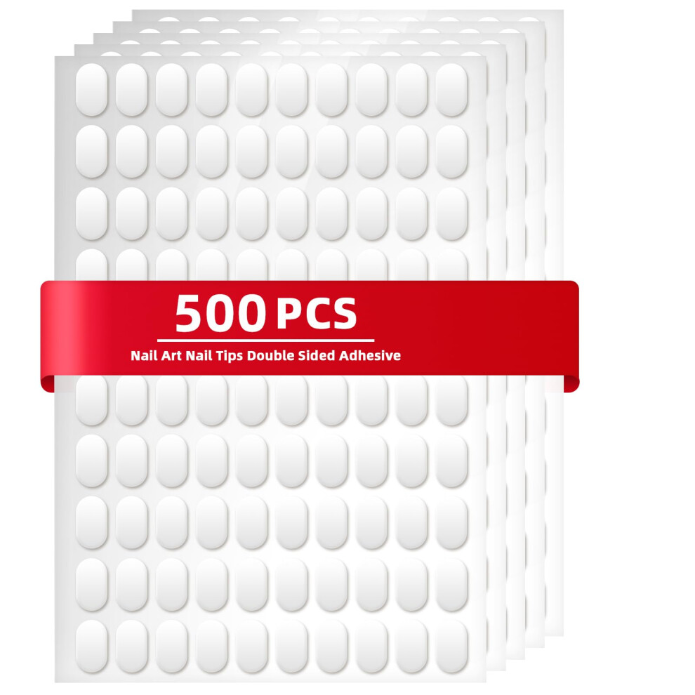 500 Pcs Clear Double Sided Nail Adhesive Tabs for Press On Nails and Salon Nail Art Display