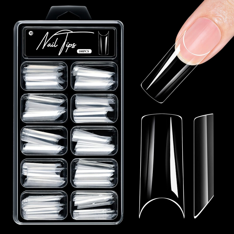 Press On Nails Clear Acrylic Nail Tips 10 Sizes for DIY Nail Extensions Almond Coffin Square Stiletto
