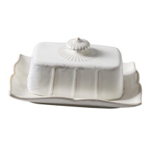 Ceramic Butter Dish with Lid Rectangular Holder Keeps Food Fresh for Kitchen and Bakery Use