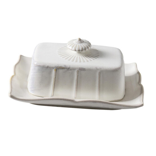 Ceramic Butter Dish with Lid Rectangular Holder Keeps Food Fresh for Kitchen and Bakery Use