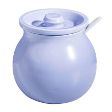 Porcelain Sugar Bowl with Lid and Spoon, Elegant Glazed Ceramic Sugar Pot for Coffee and Tea, 1200ml Purple