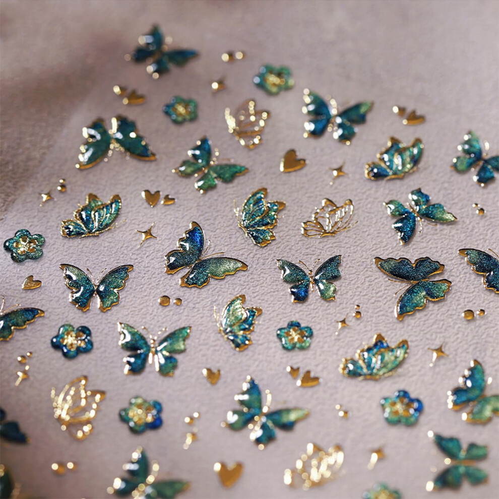Gold 5D Embossed Butterfly Nail Art Stickers Selfadhesive And Flower Decals For Diy Manicure