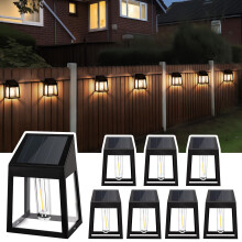 Solar Fence Lights Outdoor Dusk to Dawn 8 Pack Warm White Solar Wall Lights for Garden and Patio