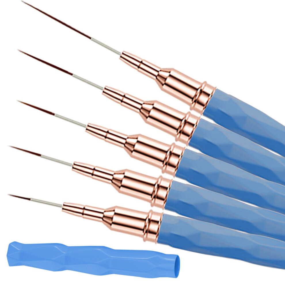 Thin Nail Art Liner Brushes Set 5pcs with Acrylic Handle for Gel Polish and Precise Nail Art Control