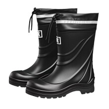 Men Waterproof Rain Boots with NonSlip Rubber Sole, Lightweight PVC Work Boots for Gardening Fishing Farming Black 10.5