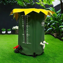 53 Gallon Foldable PVC Rainwater Collection Barrel with Volume Scale for Garden Irrigation