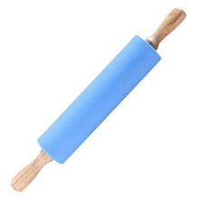 Silicone Rolling Pin with Wooden Handles, Nonstick Surface Dough Roller for Baking Pasta Cookies