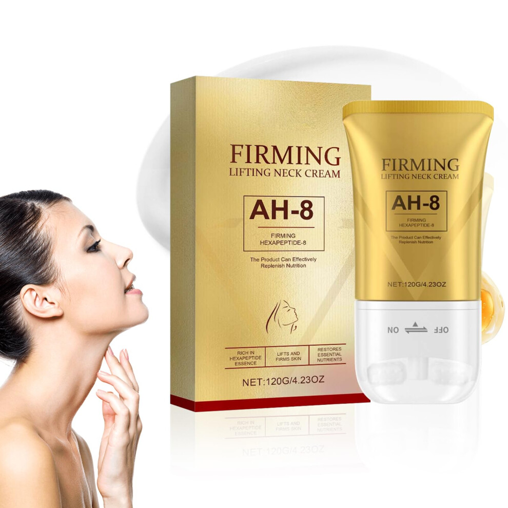 Cream Neck Firming With Dual Massage Roller, Anti Wrinkle Tightening Lotion For Sagging Skin