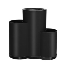 Knife Block with Utensil Holder, SpaceSaving Countertop Organizer, Farmhouse Black 3 Slot